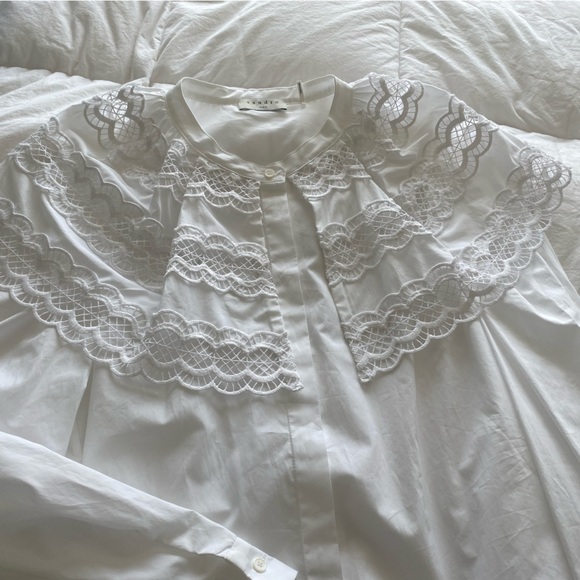 Sandro Paris White Blouse With Lace Collar. NWOT - Picture 5 of 5